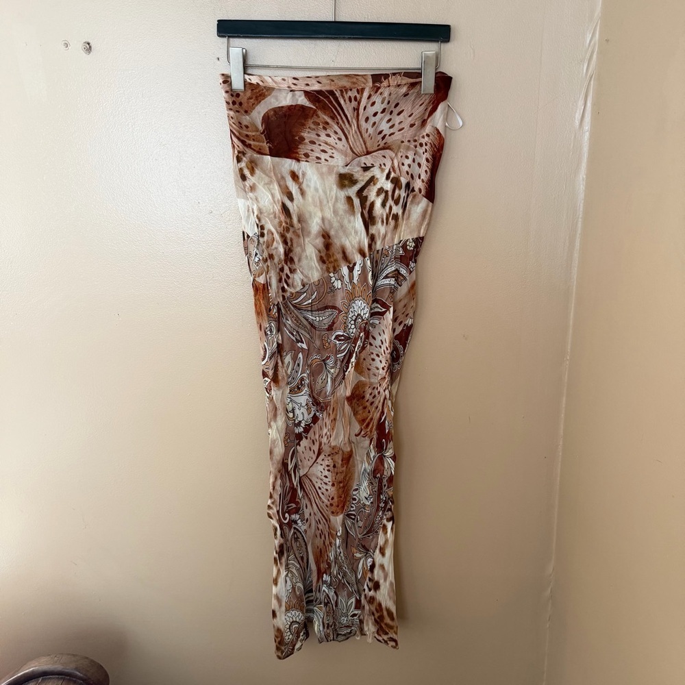 RETROFETE Aubree Skirt Brown Animal Print Maxi Skirt sheer AS IS sz XS - Picture 8 of 14